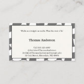 Carte De Visite Monochrome, Motif secoué en gris, Architecte (Dos)