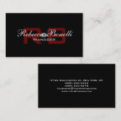 Carte de visite monochrome noir blanc rouge (Devant / Derrière)