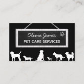 Carte De Visite Monochrome noir signe chien services de soins pour (Devant)