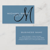 Carte De Visite Monogram Air Force bleu couleur arrière - plan #2 (Devant / Derrière)