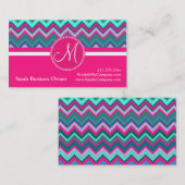 Carte De Visite Monogram Aqua Turquoise bleu rose Tribal Chevron Z (Devant / Derrière)