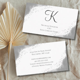 Carte De Visite Monogram Argent Paillettes Glam Tendance pour Femm