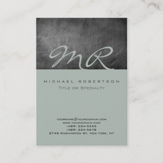 Carte de visite Monogram Ash Grey Chalkboard moder (Devant)