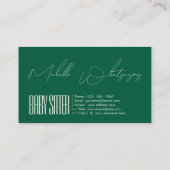 Carte De Visite Monogram BABY SITTER modern script (Dos)
