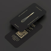 Carte De Visite Monogram Baker Caterer Black Gold Whisk