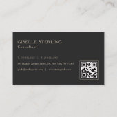 Carte De Visite Monogram Black QR Code Professional (Dos)