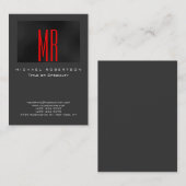 Carte de visite Monogram Black Red Grey (Devant / Derrière)