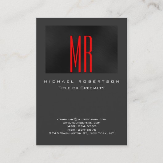 Carte de visite Monogram Black Red Grey (Devant)