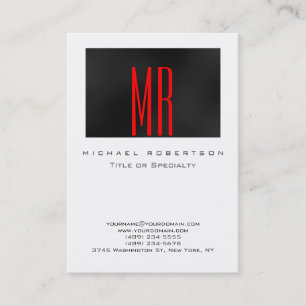 Carte de visite Monogram Black Red White Chubby
