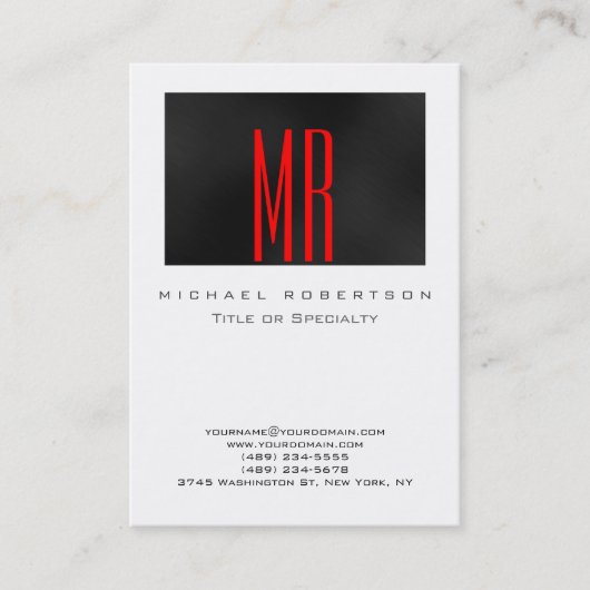 Carte de visite Monogram Black Red White Chubby (Devant)