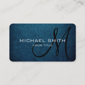 Carte De Visite Monogram Blue Sapphire look cuir