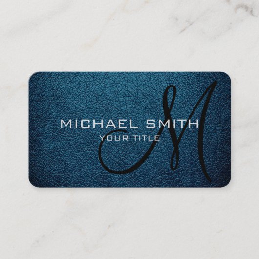 Carte De Visite Monogram Blue Sapphire look cuir (Devant)
