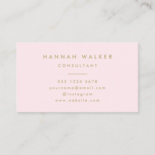 Carte De Visite Monogram Blush | Elegant Gold Minimum (Dos)