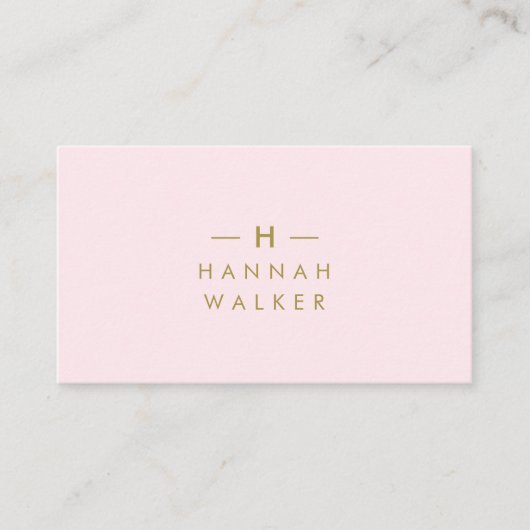 Carte De Visite Monogram Blush | Elegant Gold Minimum (Devant)