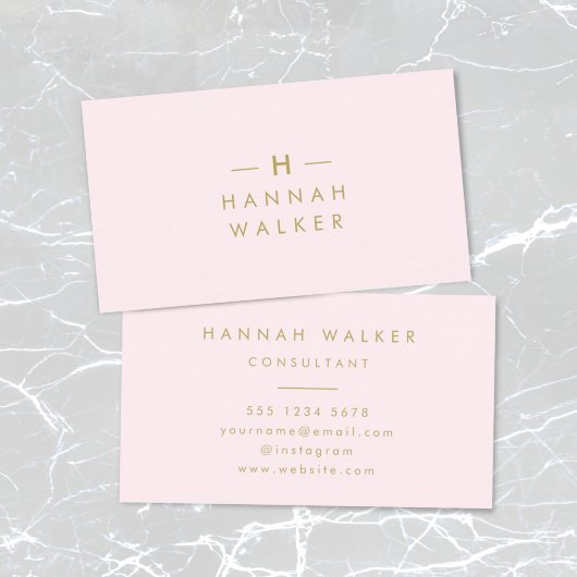 Carte De Visite Monogram Blush | Elegant Gold Minimum