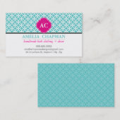 Carte De Visite MONOGRAM cercles géométriques audacieux rose turqu (Devant / Derrière)