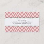 Carte De Visite MONOGRAM chevron moderne motif corail rose gris (Dos)