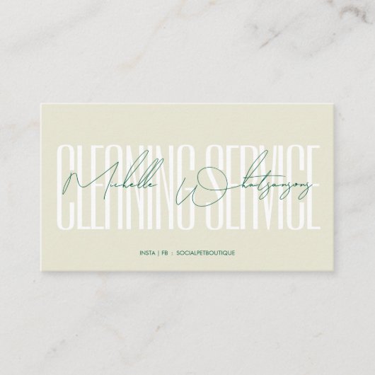 Carte De Visite Monogram CLEANING SERVICE modern script (Devant)