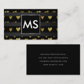 Carte De Visite Monogram | Cœurs Dorés | Rayures (Devant / Derrière)