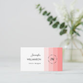 Carte De Visite Monogram Coral Pink Pastel (Debout devant)