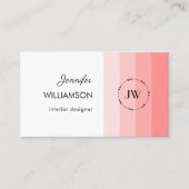 Carte De Visite Monogram Coral Pink Pastel (Devant)