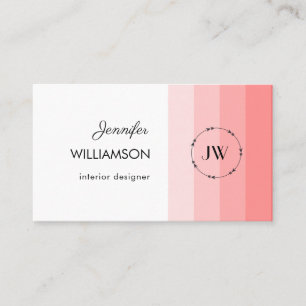 Carte De Visite Monogram Coral Pink Pastel