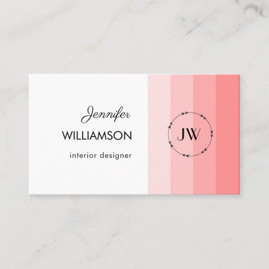 Carte De Visite Monogram Coral Pink Pastel (Devant)