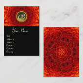Carte De Visite MONOGRAM DE DAHLIA ROUGE, gris AGATE jaune noir (Devant / Derrière)