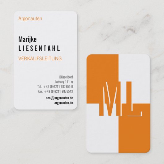 Carte de visite monogram de haut format (Devant / Derrière)