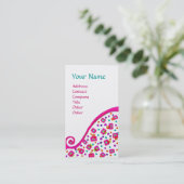 Carte De Visite MONOGRAM DÉCO ABSTRAIT rose Fuchsia Pearl blanche (Debout devant)