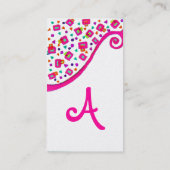 Carte De Visite MONOGRAM DÉCO ABSTRAIT rose Fuchsia Pearl blanche (Dos)