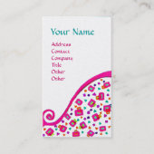 Carte De Visite MONOGRAM DÉCO ABSTRAIT rose Fuchsia Pearl blanche (Devant)