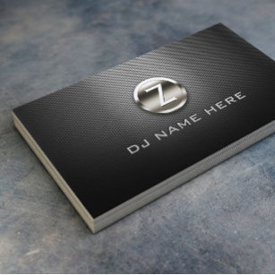 Carte De Visite Monogram DJ Professional Steel Metallic