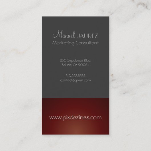 Carte De Visite MONOGRAM En couleurs rétro/Graphite+Maroon (Dos)