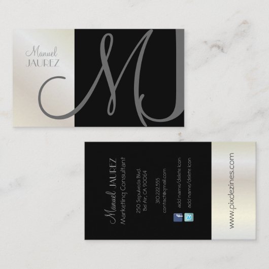 Carte De Visite MONOGRAM EN RETRO / DO-IT-YOURSELF couleurs (Devant / Derrière)