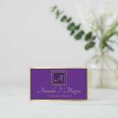 Carte De Visite Monogram Event Planner Gold Frame Royal Purple (Debout devant)