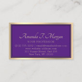 Carte De Visite Monogram Event Planner Gold Frame Royal Purple (Dos)