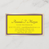Carte De Visite Monogram Event Planner Gold Frame violet jaune (Dos)