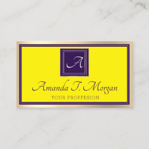 Carte De Visite Monogram Event Planner Gold Frame violet jaune
