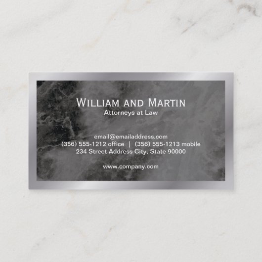 Carte De Visite Monogram | Exécutif avec texture de marbre (Dos)