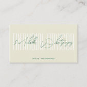 Carte De Visite Monogram FINANCIAL ADVISOR écriture moderne (Devant)