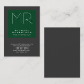 Carte de visite Monogram Forest Green Grey Chubby (Devant / Derrière)