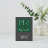Carte de visite Monogram Forest Green Grey Chubby (Debout devant)