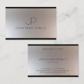 Carte De Visite Monogram Gold Argent Look Elegant Modèle moderne (Devant / Derrière)