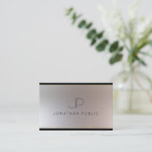 Carte De Visite Monogram Gold Argent Look Elegant Modèle moderne (Debout devant)