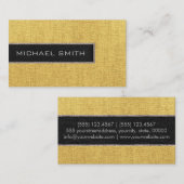 Carte De Visite Monogram Gold Burlap Russe Jute (Devant / Derrière)
