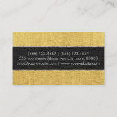 Carte De Visite Monogram Gold Burlap Russe Jute (Dos)