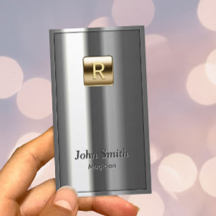 Carte De Visite Monogram Gold Logo Magicien métallique