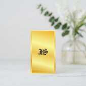 Carte De Visite Monogram Gold Look Classic Style Modèle de texte (Debout devant)