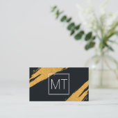 Carte De Visite Monogram Gold Marques Double Boîtes blanches (Debout devant)